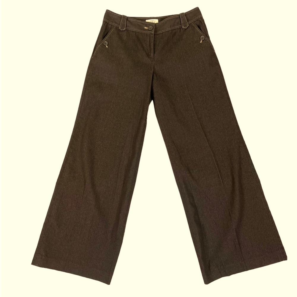 Ann Taylor Loft Women’s Brown Wide leg, Pinstriped slacks, pants Size 4